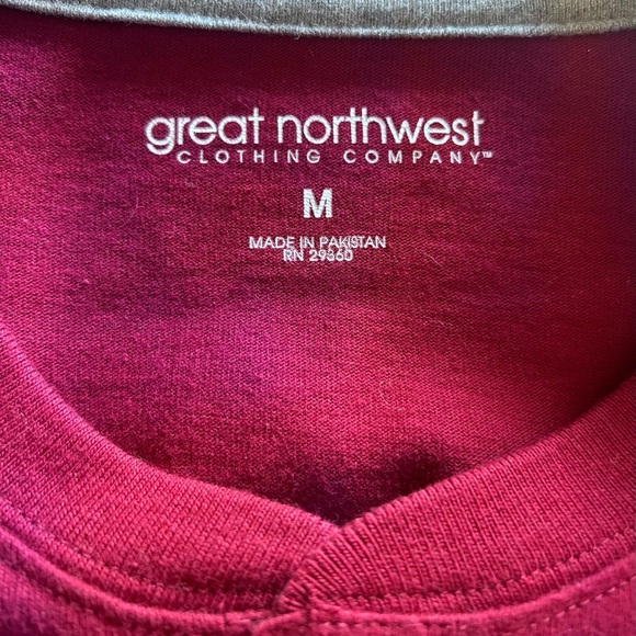 Great Northwest Clothing Company Deep Red Long Sleeve Henley - Picture 3 of 4